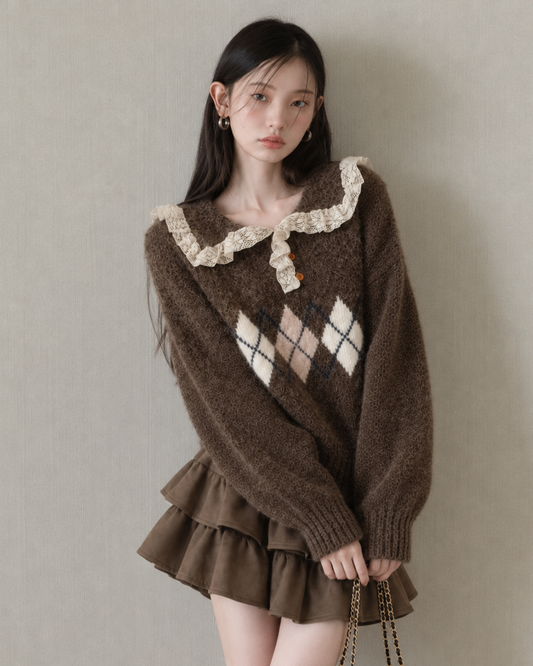 curler frill point brown tops SI1328