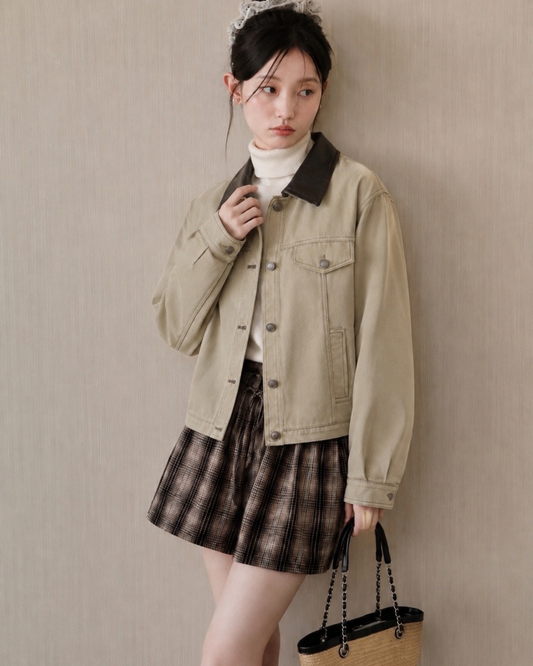 leather curler mood beige jacket SI1256