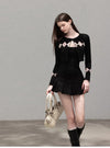 argyle black style tops & skirt SI1226