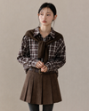 simple mulch pleats brown skirt SI1267