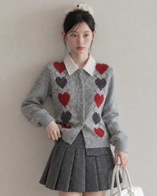 Heart point girly gray tops SI1337