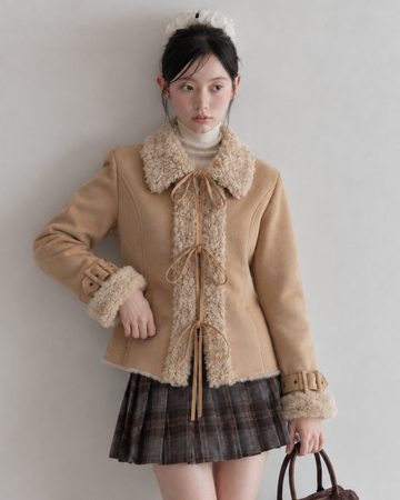 boa ribbon mood camel jacket SI1335