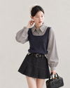 check like vest navy tops SI1302