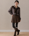simple mulch pleats brown skirt SI1267