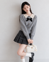 curler point ribbon gray tops SI1322