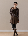simple mulch pleats brown skirt SI1267