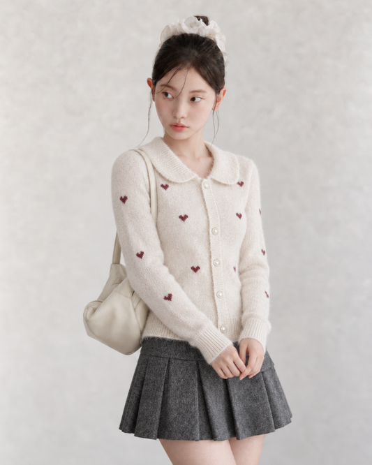 heart mood ivory Knit SI1298