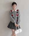 Heart point girly gray tops SI1337