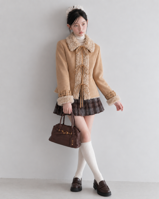 boa ribbon mood camel jacket SI1335