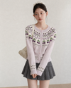 pattern girly Cherry pink tops SI1297