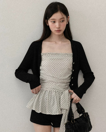 dot waist ribbon tops SI1190