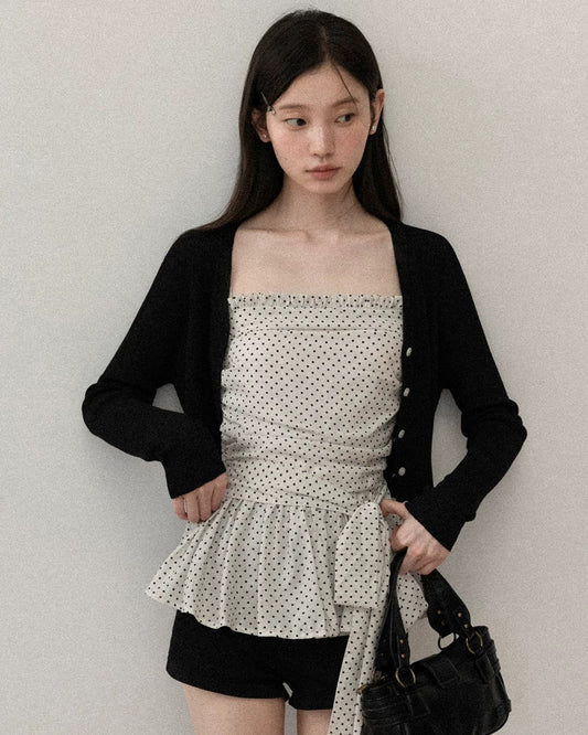 dot waist ribbon tops SI1190