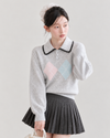 argyle point gray stitch tops SI1314