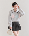 argyle point gray stitch tops SI1314