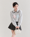 argyle point gray stitch tops SI1314