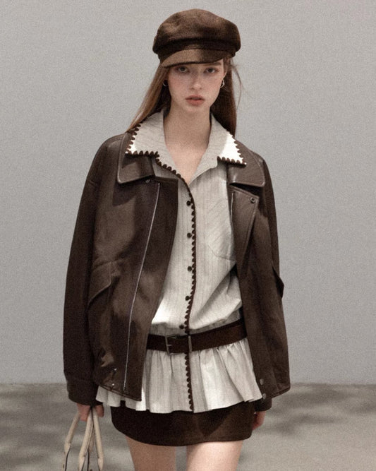 brown leather jacket SI1214