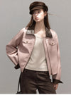leather pink  jacket SI1220