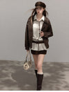 brown leather jacket SI1214