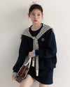 navy mood casual tops & skirt SI1202