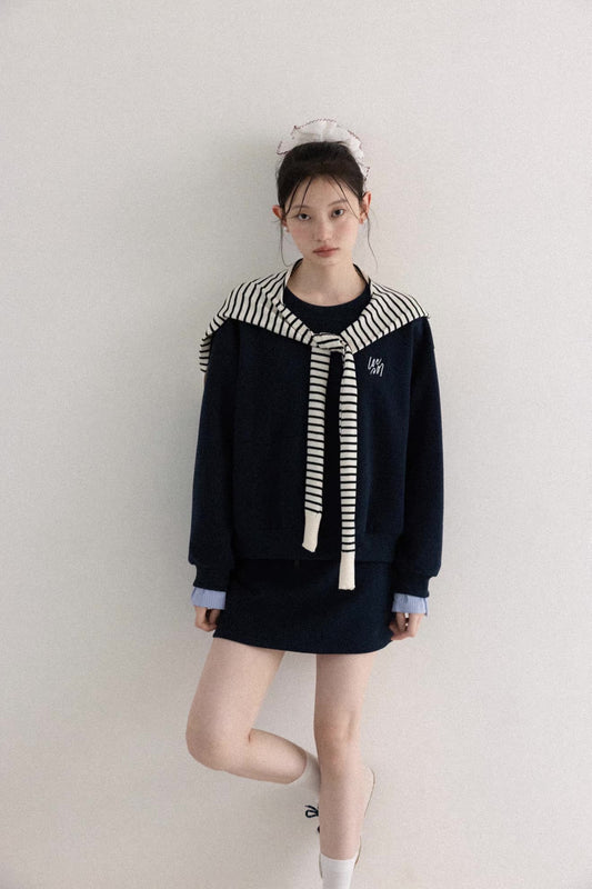 navy mood casual tops & skirt SI1202