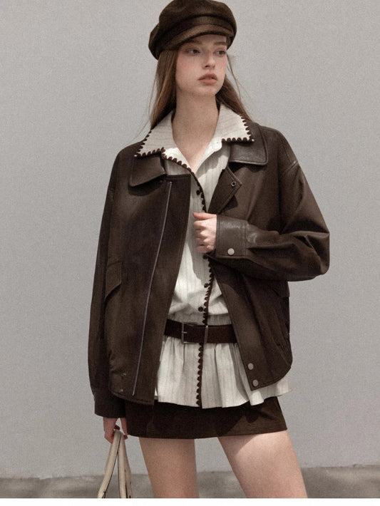 brown leather jacket SI1214