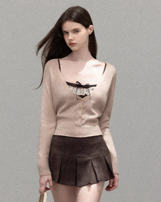 girly like cardigan & camisole &skirt SI1225